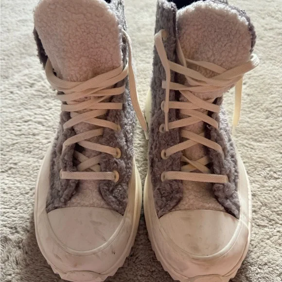 Converse Run Star Hike Platform Chunky Sneaker Rubber Sole High Top Sherpa 7.5 - Picture 4 of 8